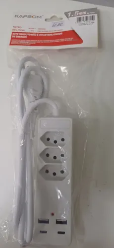 Filtro de Lunha Kapbom com 2 portas USB 1.5 m