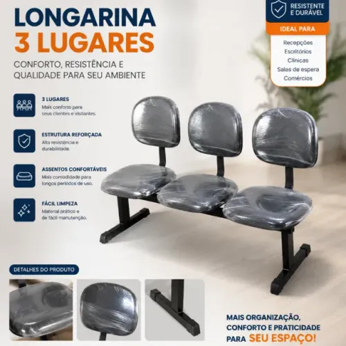 Longaria de 3 Lugares, Cadeiras de Espera