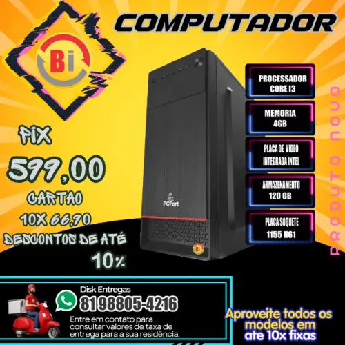 Computador Intel Core I3 4gb Ssd 120gb - Garantia - 10x Fixas 