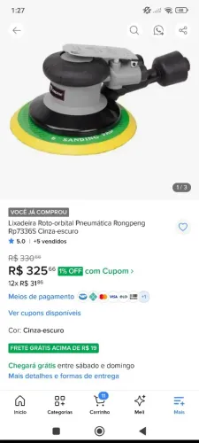 Lixadeira orbital pneumática nova