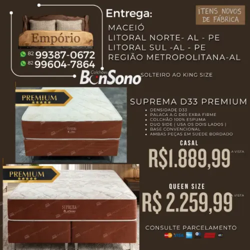 Conjunto Cama D33 Linha Premium + placa D65 base e colchão casal ou queen itens de fabrica