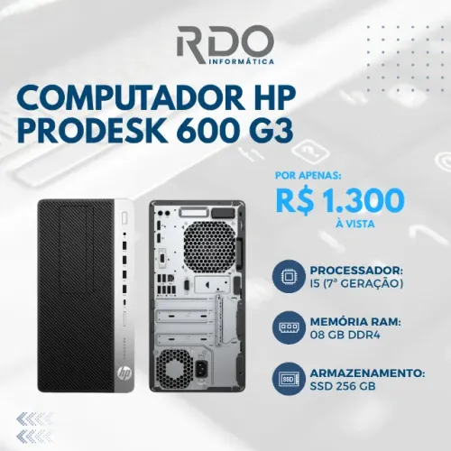 Computador HP 600 Core I5 7A 08GB DDR4 SSD 256GB