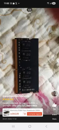 Memória RAM Para Notebook DDR4 8gb 3200Mhz  Kingston Sodimm Preto 