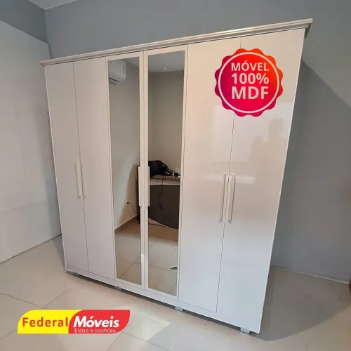 Guarda Roupa Casal 100% MDF 6P 6G c/ Espelho