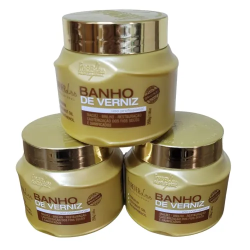 Kit com 3 máscaras Forever Liss Banho de Verniz 250g