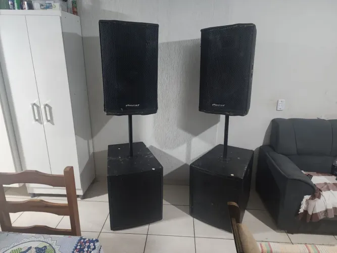 Caixa de Som...Caixa Oneal Ativa e Passiva 15" 300w<br><br>Sub Unic Ativo e Passivo 1000w