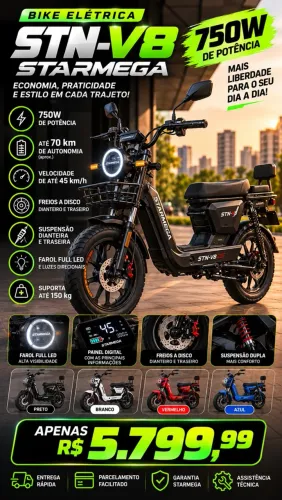 Bike Elétrica STN-V8 Starmega 750W