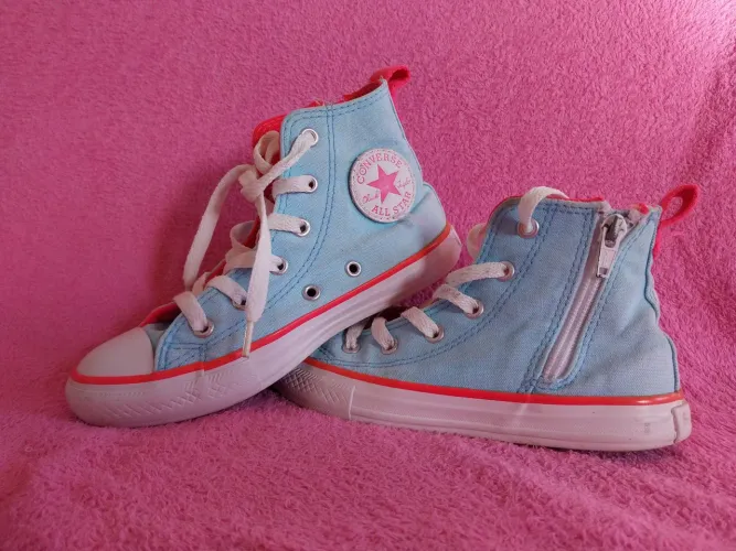 Tênis All Star Converse Original Tamanho 29 Azul com Detalhes Rosa