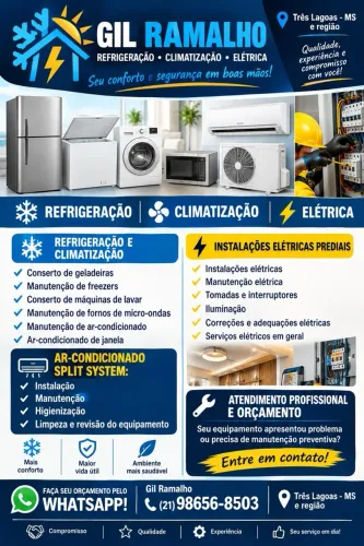 Serviços em Refrigeração-Climatização, Lavadoras de roupas e Instalações elétricas