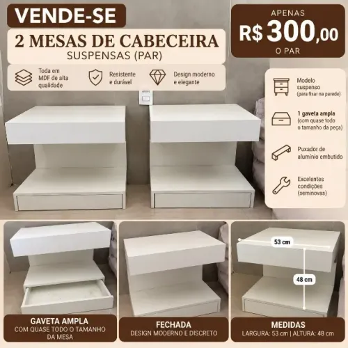MESA DE CABECEIRA MDF