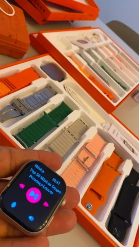 Smartwatch 7 pulseiras + aço top inteligente