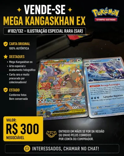 Carta Pokémon MEGA Kangaskhan ex #182/132- Ilustração especial rara (SAR)