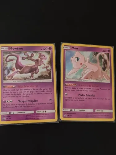 Combo Kit Cartas Pokémon Mew (SM215) + Mewtwo (SM214) Foil Promo