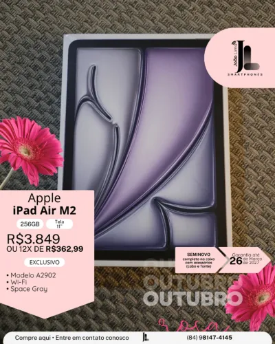 IPAD AIR M2, 256GB, TELA 11?, SEMINOVO NA GARANTIA, EXCLUSIVO!