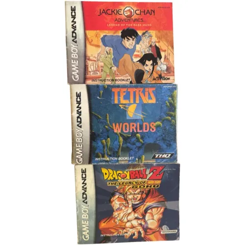 Manuais originais Game Boy Advance lote com 3 (Dragon Ball Z, Tetris, Jackie Chan)