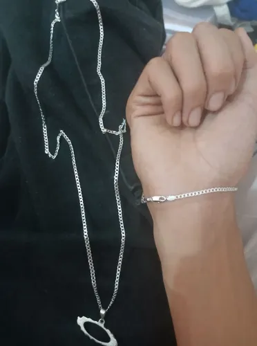 Cordão, pingente e pulseira de prata legítima 925