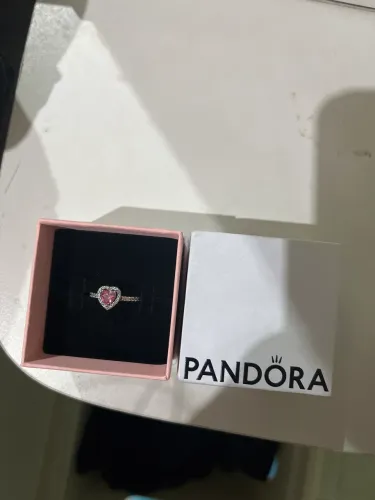 anel de coração rosa pandora tamanho 12