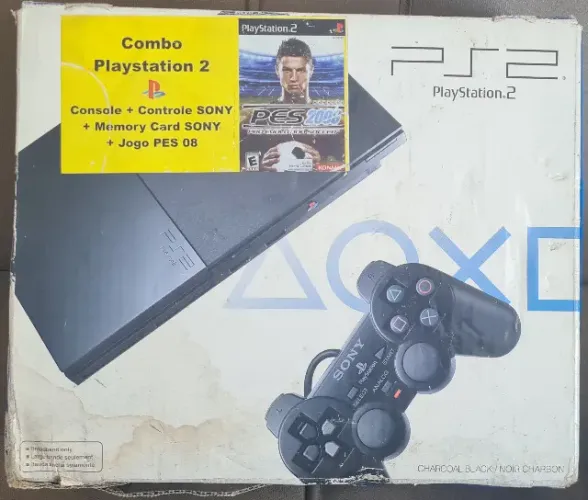 Playstation 2 Slim Completo Na Caixa Edição Combo Pes 2008 (Usado)