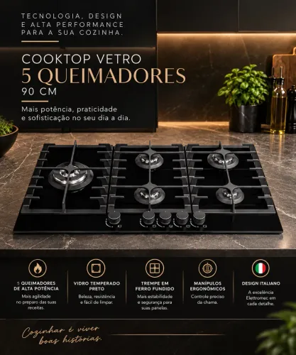 Cooktop Elettromec 90cm a gás 