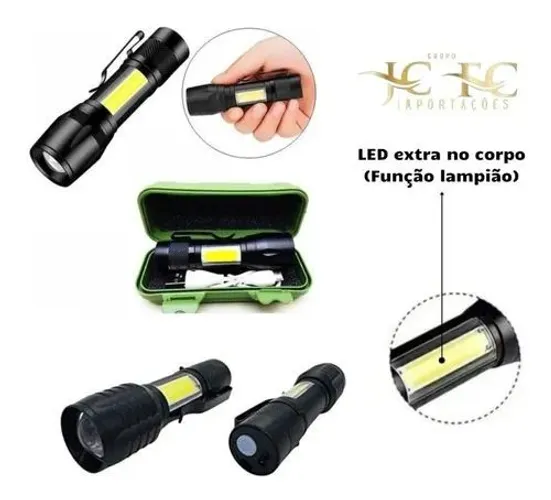 Mini Lanterna Tática Police Usb Recarregável Profissional<br><br>