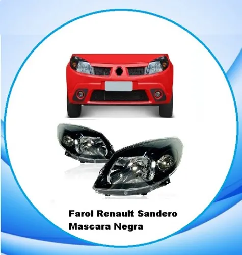 Farol Renault Sandero Masc. Negra H4 Tyc Ano: 2007 Até 2011