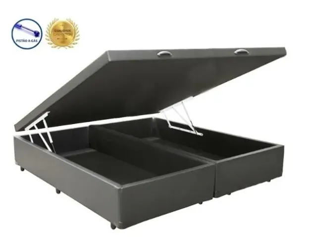 Cama Box Baú King Bipartido AColchoes Blue 41x193x203