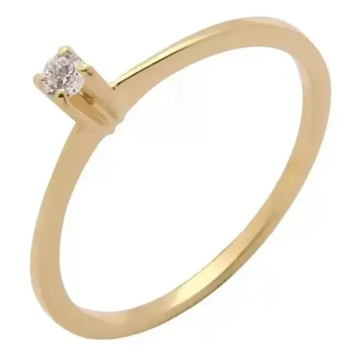 Anel de Ouro 18k com 1 Brilhante