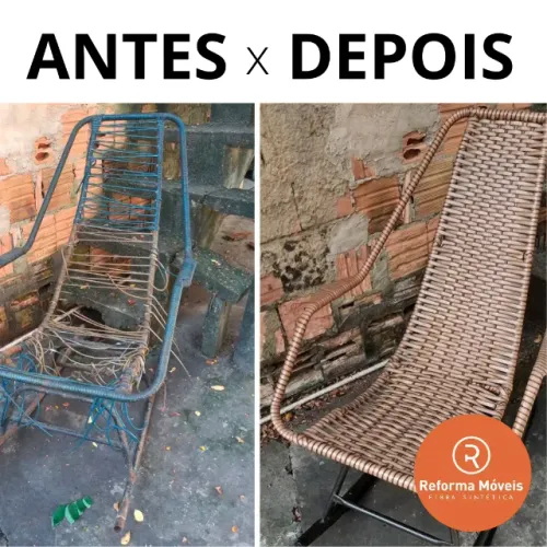 Reforma de cadeira com fibra sintética