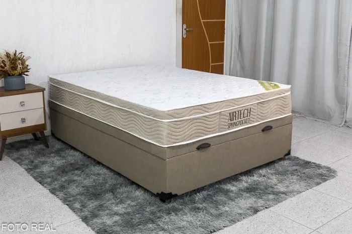 Colchão Casal Airtech Ortobom + Base Baú Casal Blindado SUPER OFERTA rf64