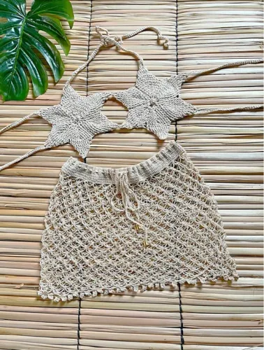 Conjunto de Biquíni Crochê Mel Maia