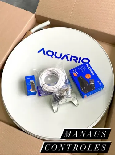 Kit Completo de Antena Parabólica Aquário com Receptor - Novo!