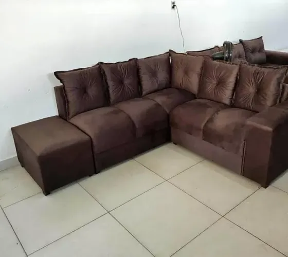 Sofá de Canto no Suede Com Puff R$749,99 Entrega Hoje!! Whatsapp * 