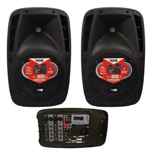 Caixa De Som Novik Evo 410 Handy Kit 2 Caixas E Mesa De Som