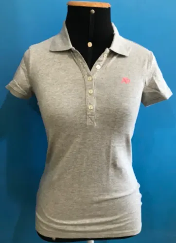 Blusa Polo Aeropostale Feminina Tamanho M Cor Cinza Malha Algodão Camisa Gola V