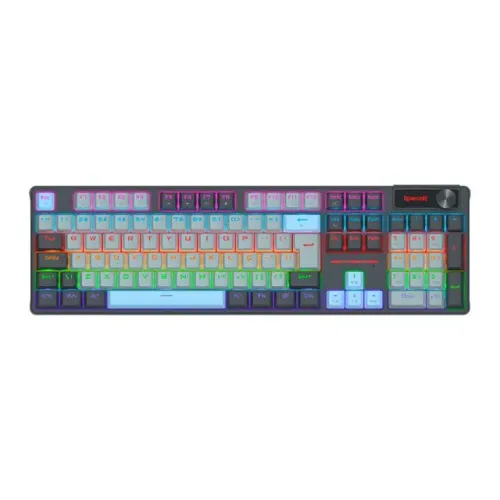 Teclado Mecânico Redragon Caesura Gray/White/Blue Rainbow Switch Brown - WZetta