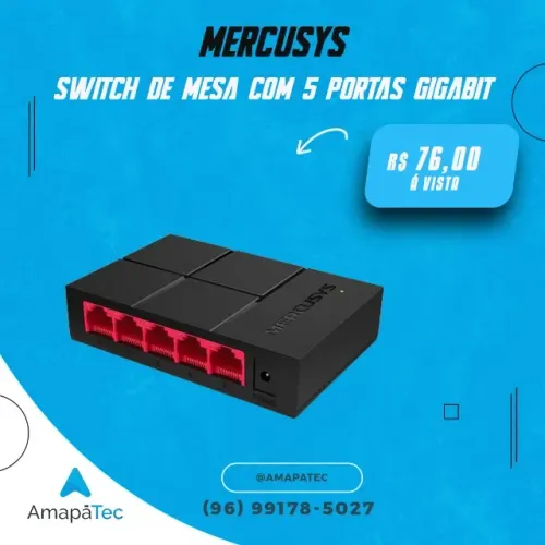 Mercusys Hub Switch 5 portas Ms105g 10/100/1000mbps