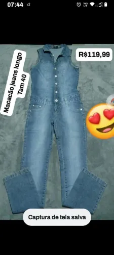 Macacão jeans longo feminino tamanho 40