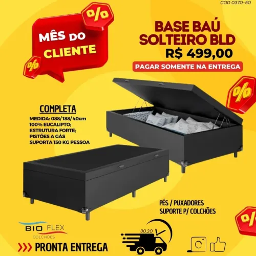 Base box baú solteiro blindado R$499,00