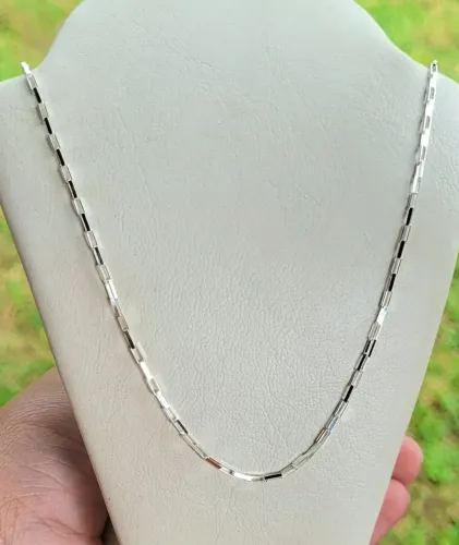2 5 % O F F ! Corrente Bloquinho 70cm Prata 925