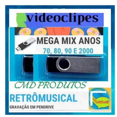 Pen drive 16 gb com Videoclipes em Mega Mix-Anos 70's á 00's (mp4)