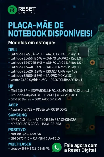 Placa-Mãe de Notebooks Disponíveis - Diversas Marcas