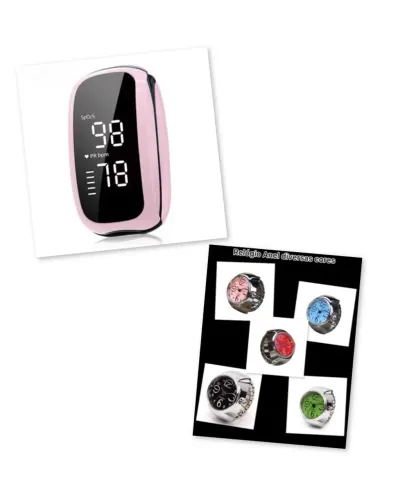 Oxímetro rosa com cabo USB + brinde