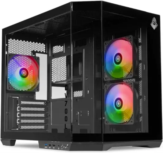 Gabinete Gamer Mancer CV700L, Mid Tower, Lateral De Vidro, 3 Fans ARGB, Preto, 12x 32,25