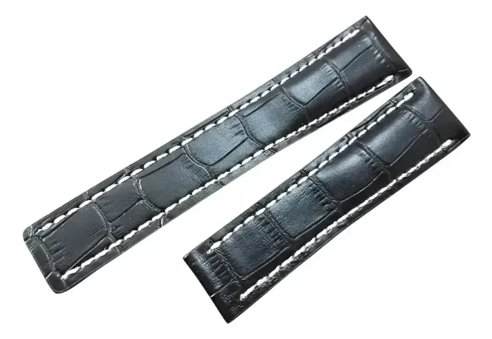 Pulseira P/  Relogio Breitling 24mm Couro Preta Preto 24mm