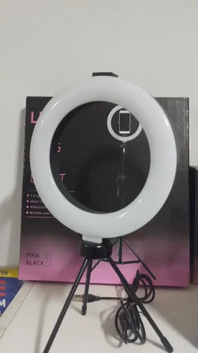 Iluminador Ring Light Youtuber 26cm Led + Tripé Pequeno Mesa