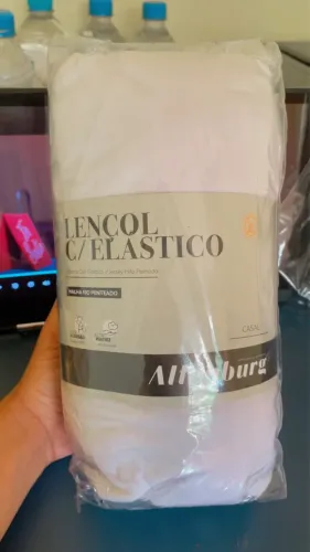 1 lençol c/ elástico CASAL Branco Altenburg. Malha 100% Algodão