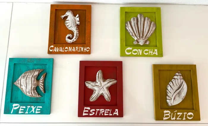 Conjunto de 5 Quadros Decorativos: Motivos do Mar