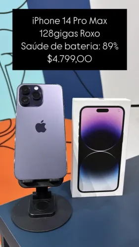 iPhone 14 Pro Max / 128GB / Roxo / Saúde de bateria 89% / Loja fisica C/ Garantia