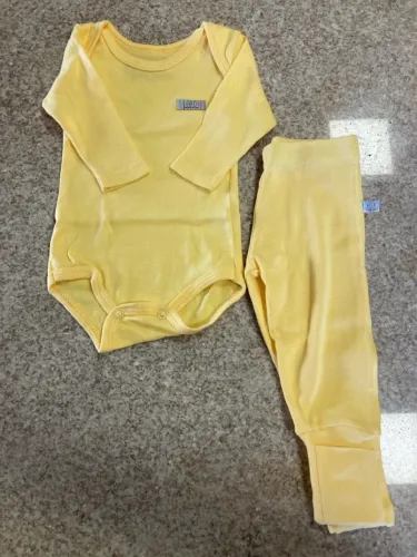 Conjunto Body e Calça Amarelo Bebê