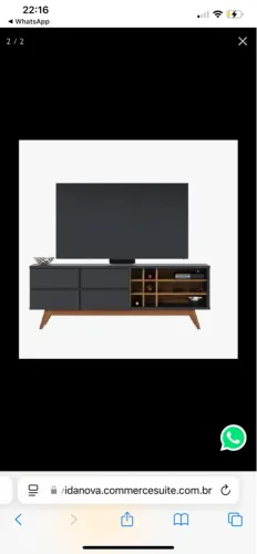 Rack para TV com design moderno e adega